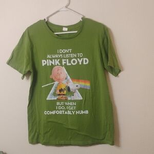 Green Graphic Tee with Pink Floyd Design